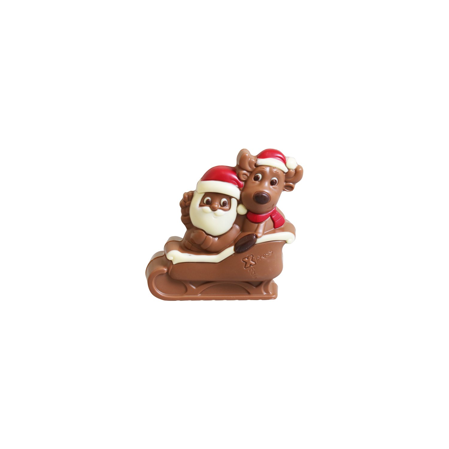 Hollow milk and white choc Santa and reindeer on sleigh - 10cm 10x110g
