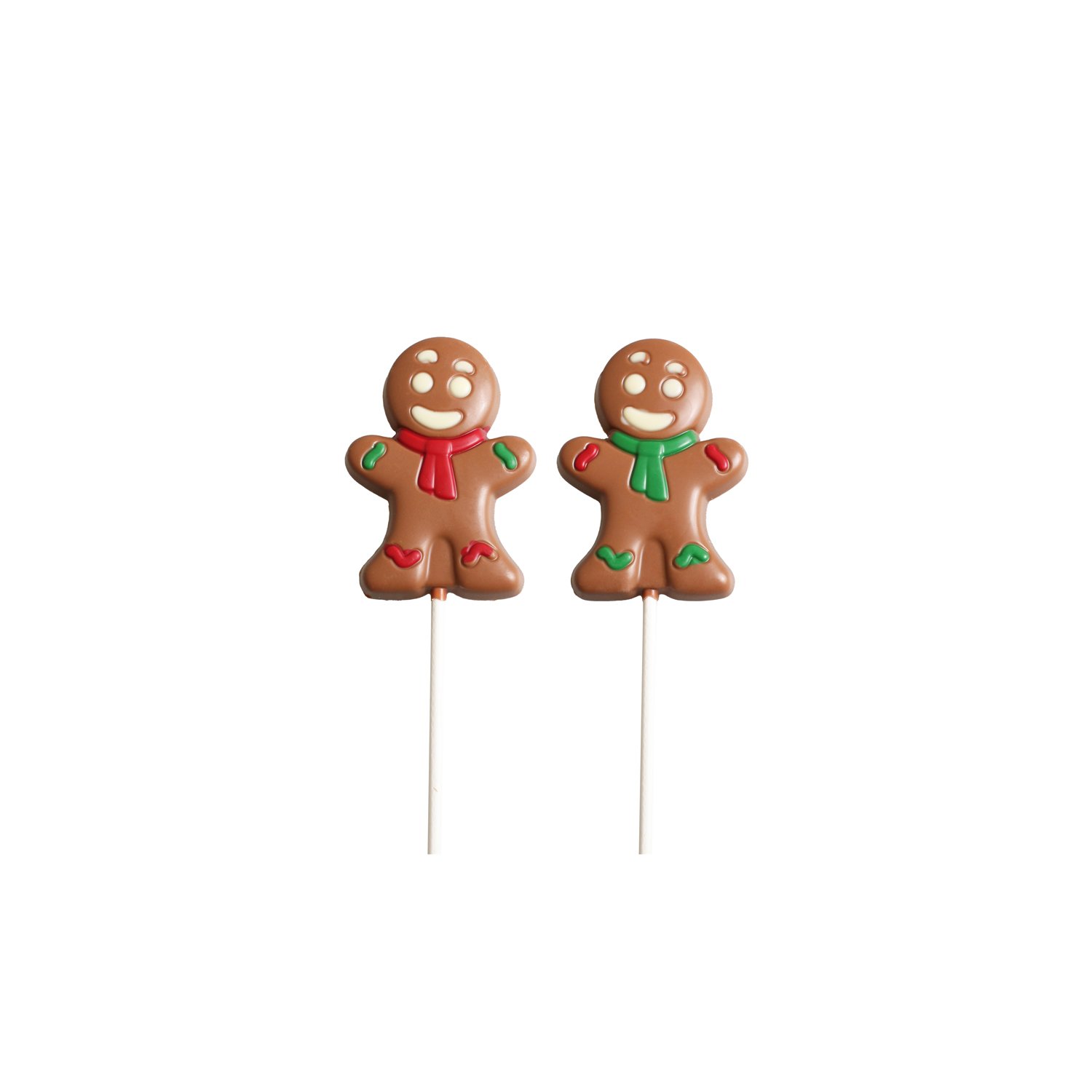 Decorated solid milk chocolate gingerbread person lolly 24x30g