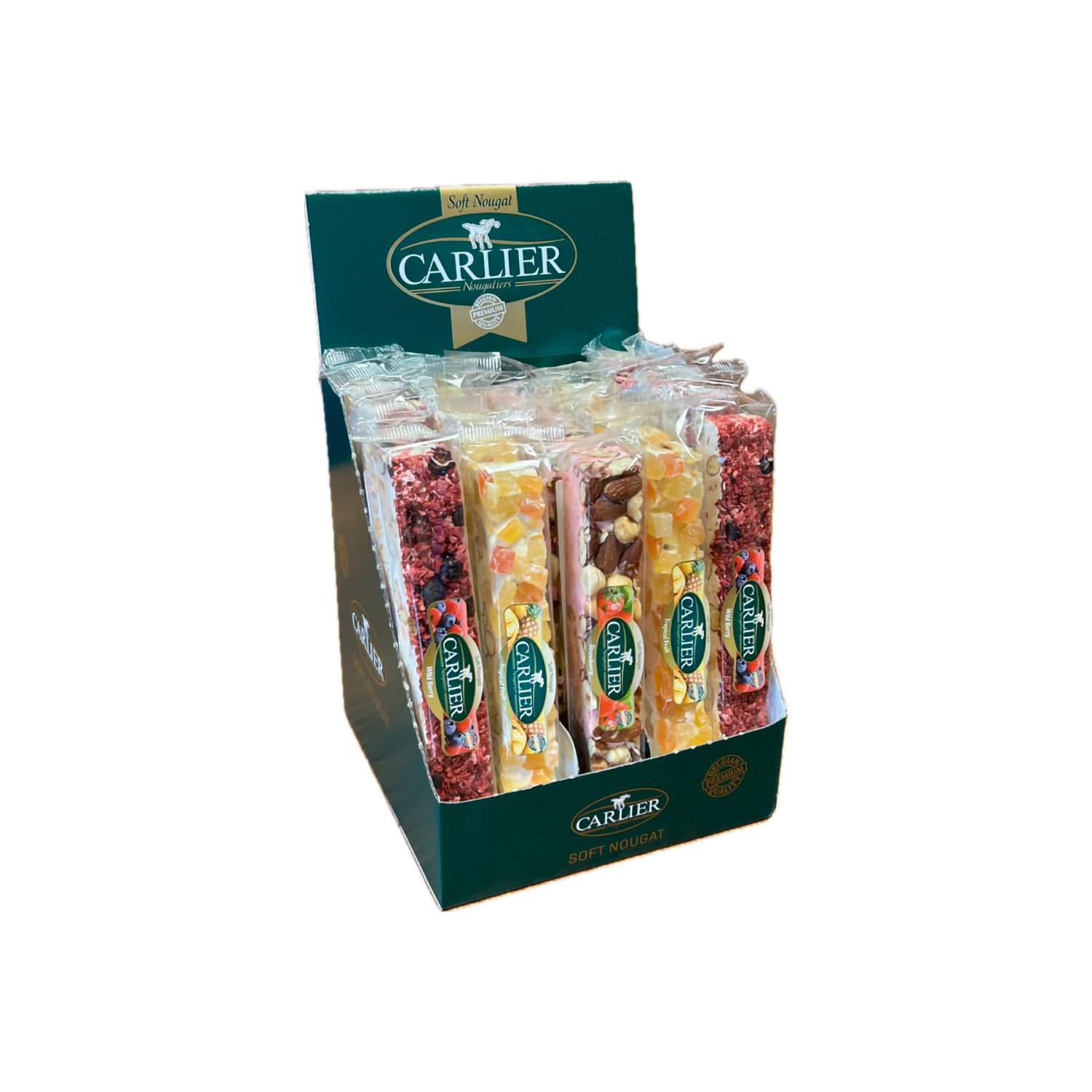 Fruit mix of soft nougat bars in display 25x100g