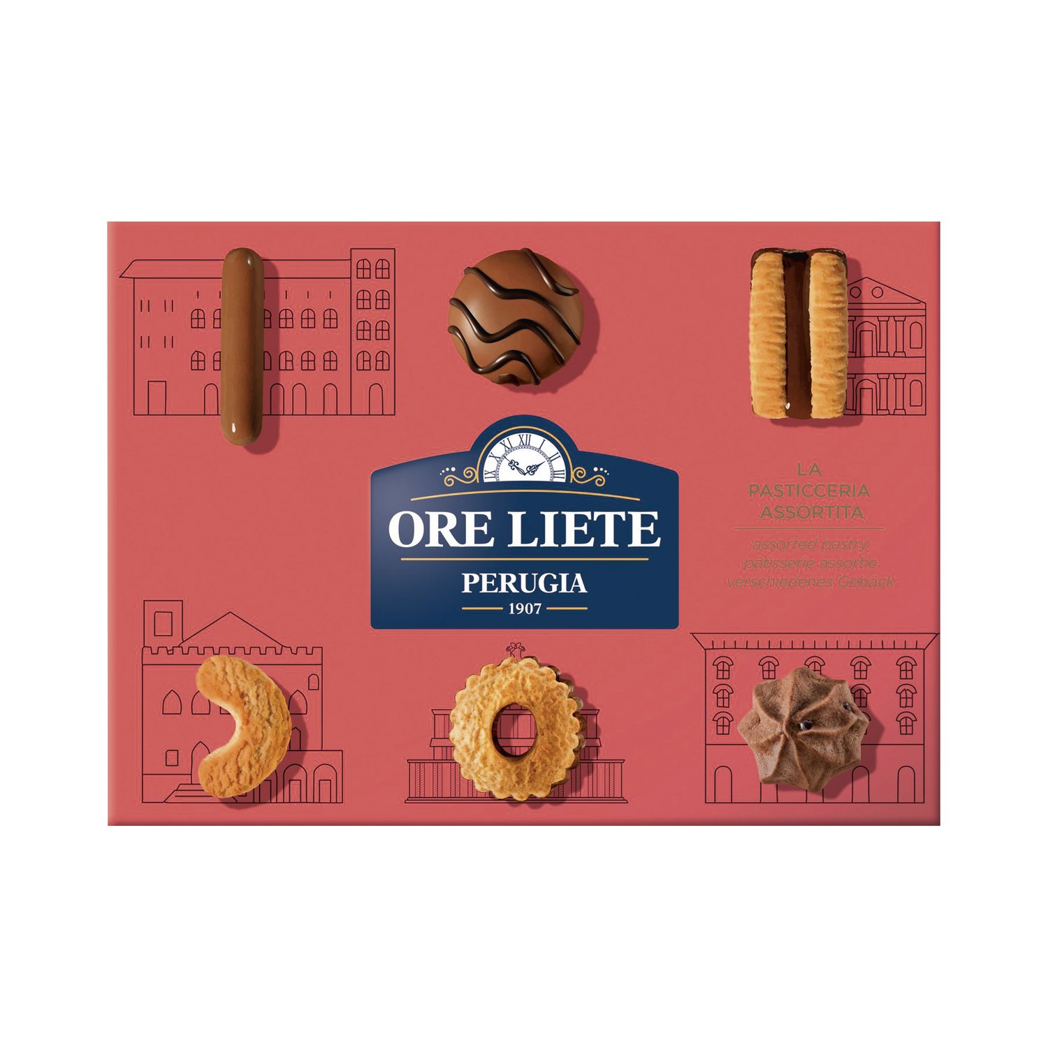 Ore Liete Pasticceria Fine assorted biscuits in red carton - VAT FREE - 12x450g