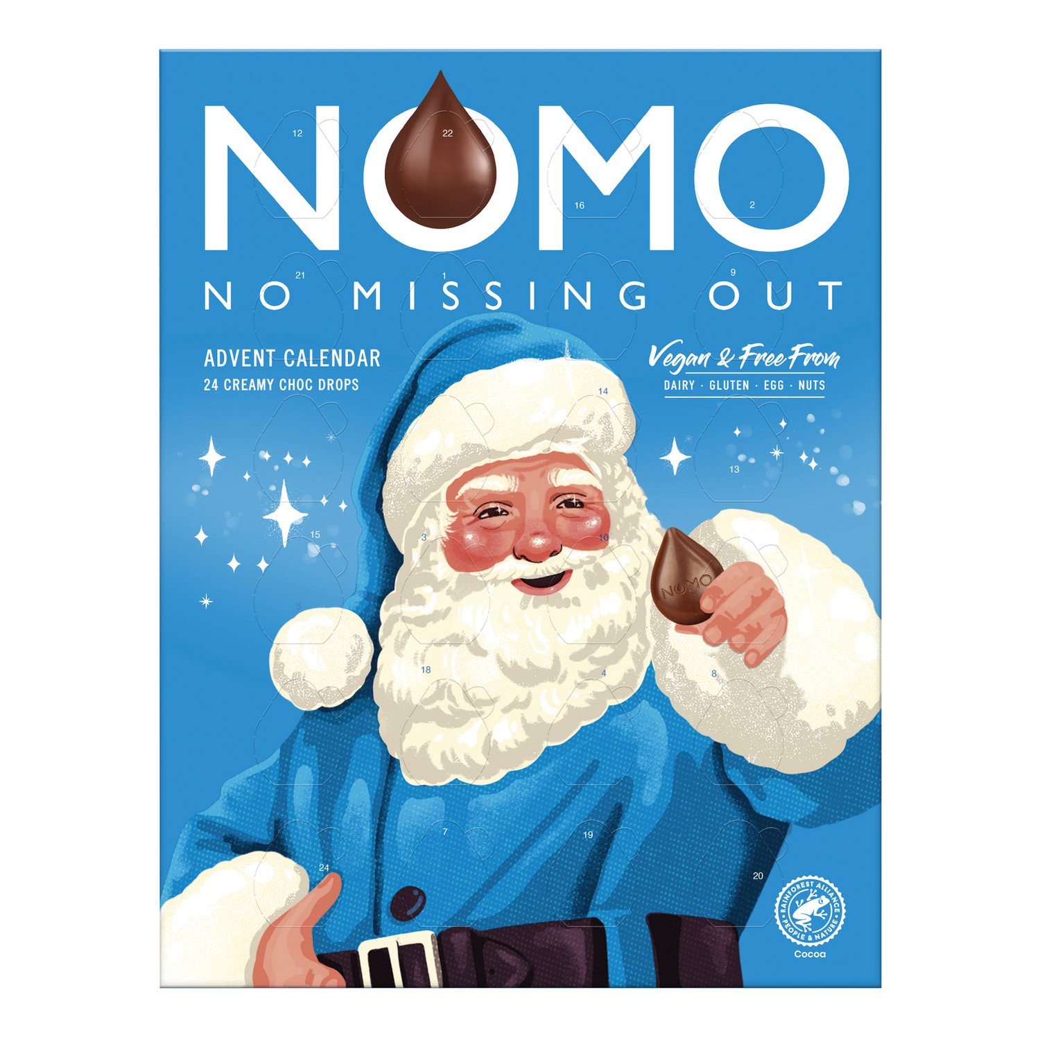 Nomo advent containing 24 creamy chocolate drops - 12x80g