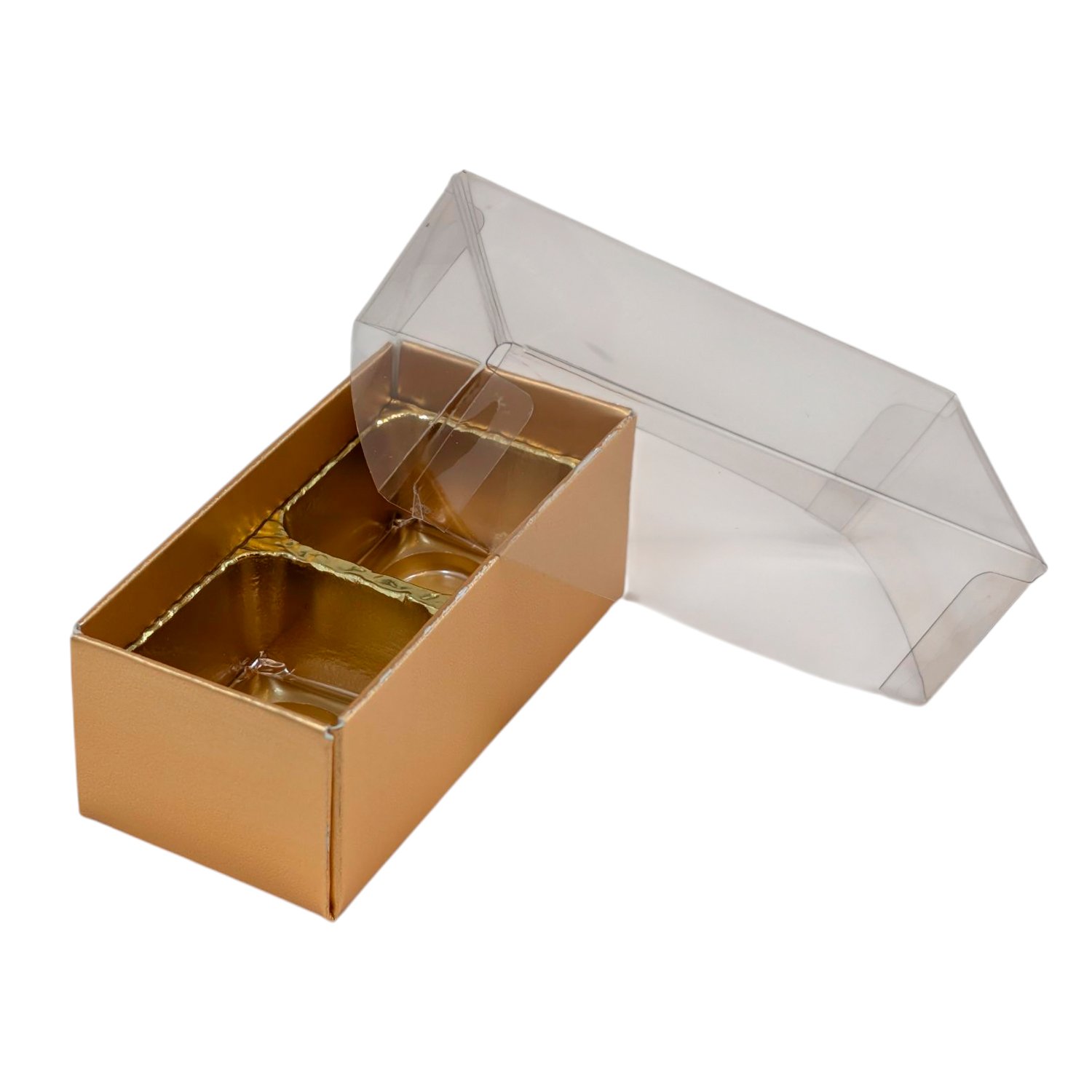 THS Packing - 2 choc gold base, gold vac tray and clear lid x 25pcs