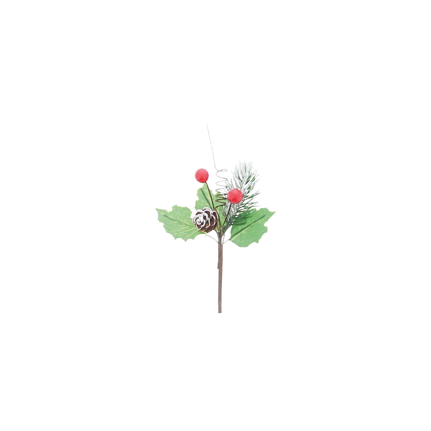 3 Holly leaves with 2 red berries a pine cone and scroll - 14 x 7.5 x 3cm x 72pcs