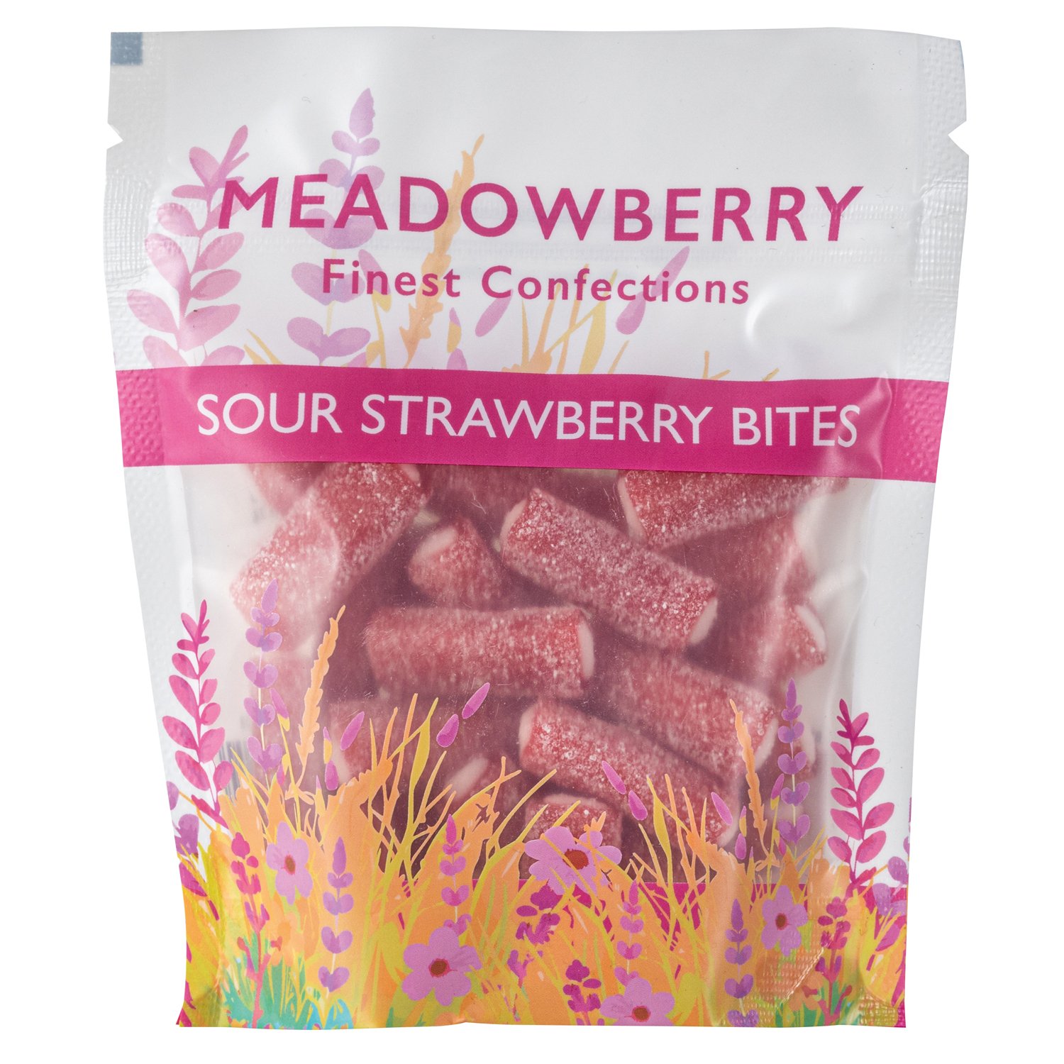 Meadowberry gummy & fizzy sweets - Sour strawberry bites 12x130g