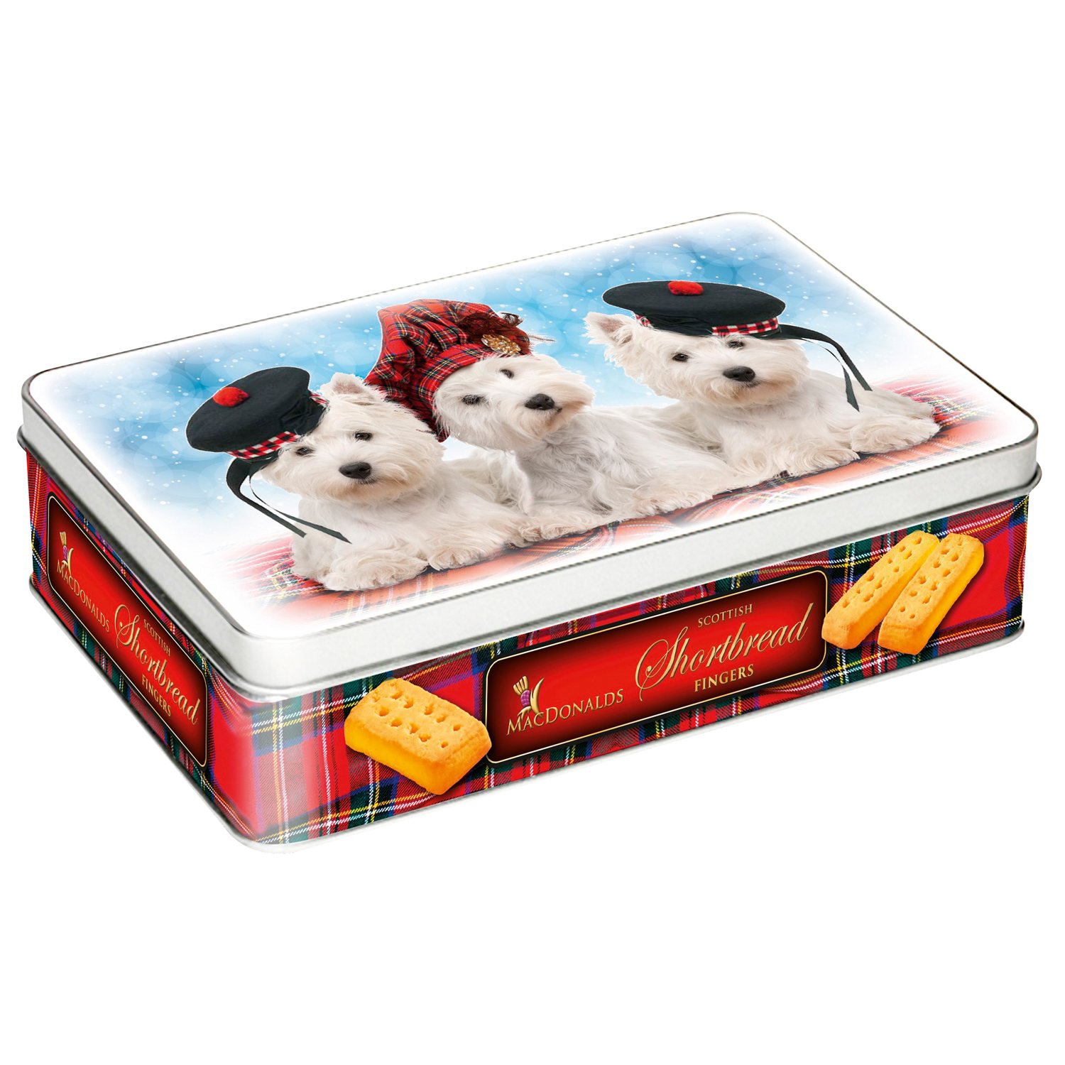 MacDonalds shortbread fingers in Westie dog tin - VAT FREE 16x300g
