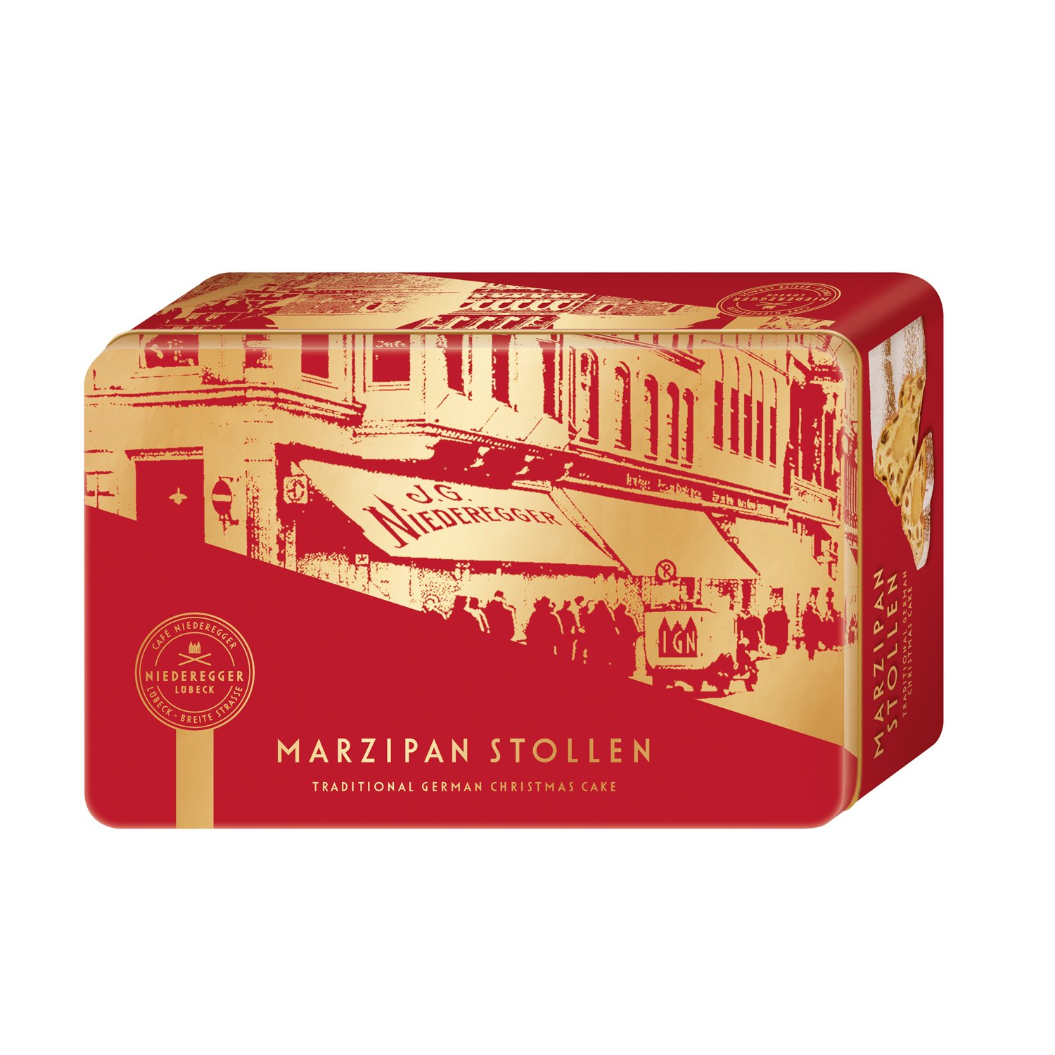 Marzipan stollen in gift tin - fruit loaf with marzipan - VAT FREE 6x500g