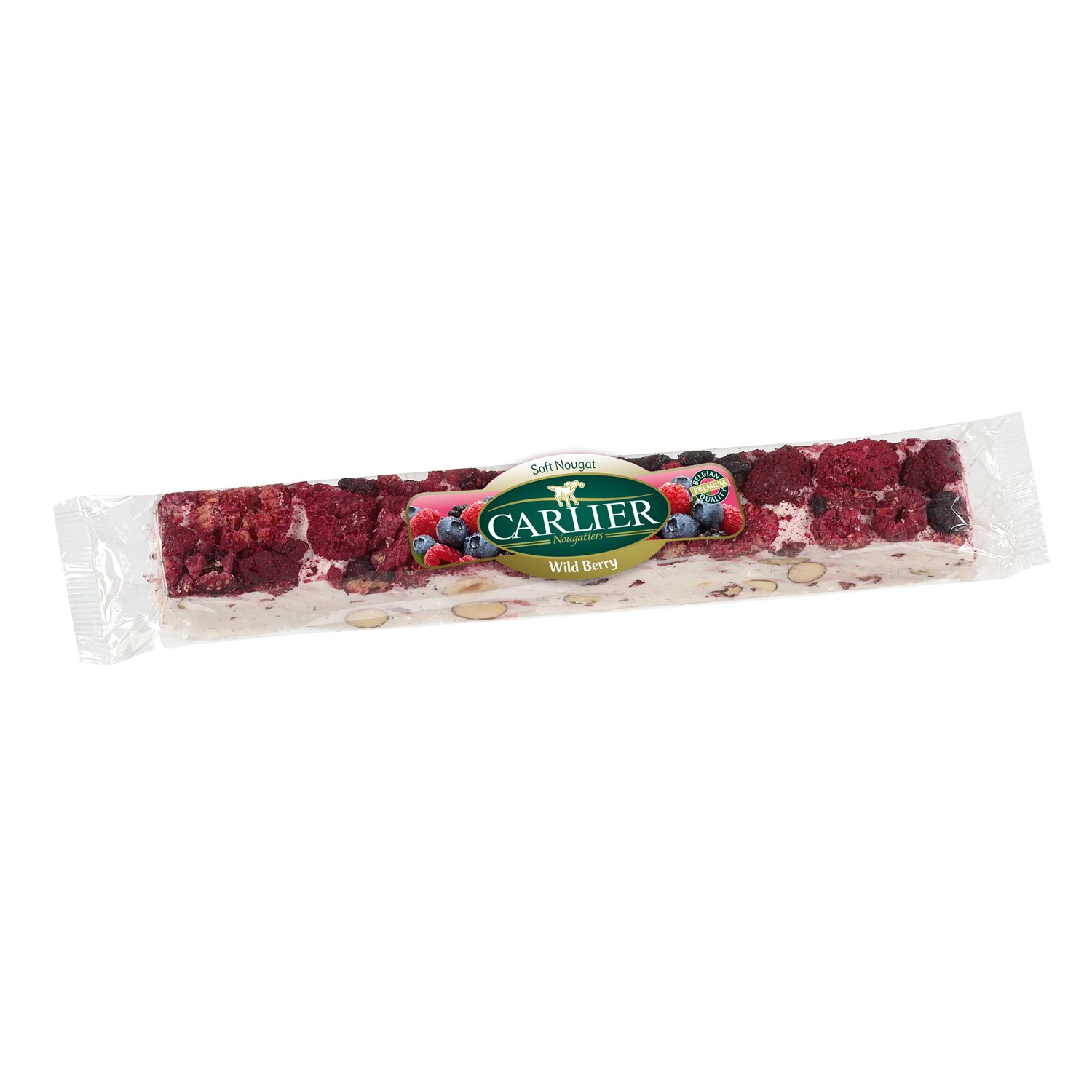 Forest fruits wrapped nougat bar in display box 24x100g