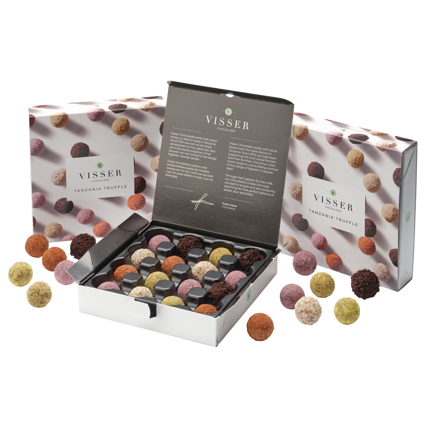 Visser Tanzania - assortment of 16 hand rolled truffles 15.2 x 15.2cm 12x202g