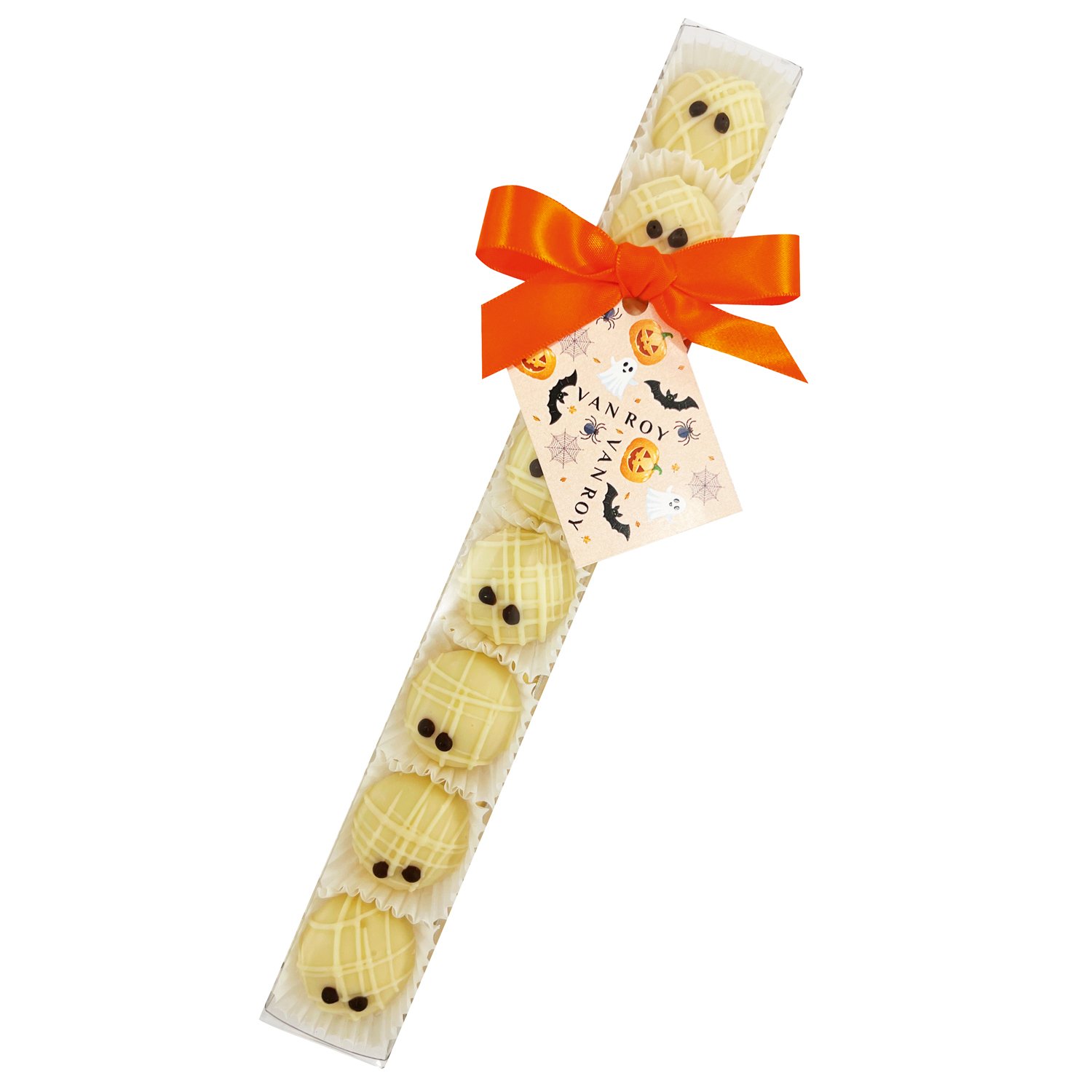 White Mummy truffles with vanilla ganache in gift box with ribbon 12x100g