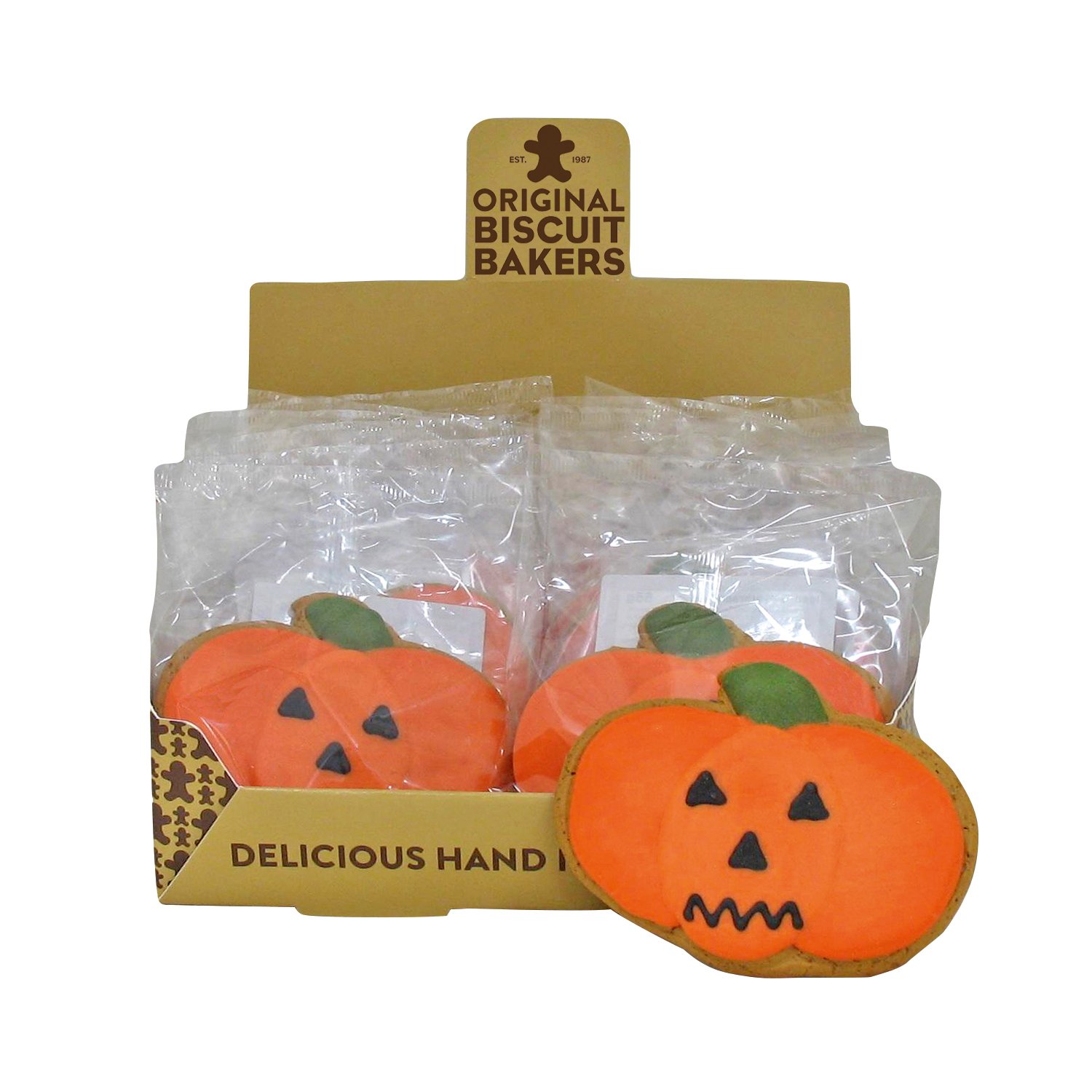 Pumpkin iced gingerbread biscuits in display - VAT FREE x 16pcs